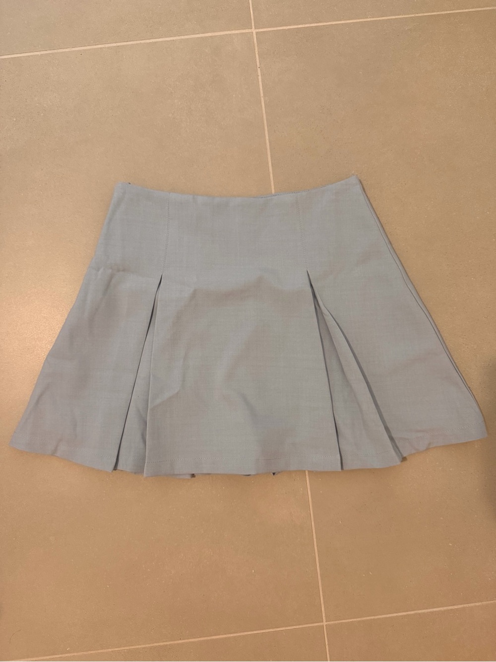 MARBLE Sky Blue Pleated Skater Mini Skirt